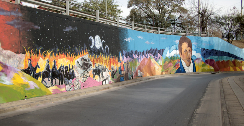 Puesta en valor del mural en el Puente Belgrano.